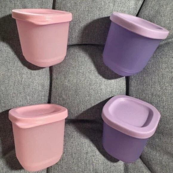 Tupperware Basic Bright/Cubix Mini Square 4pc Set - Picture 2 of 2